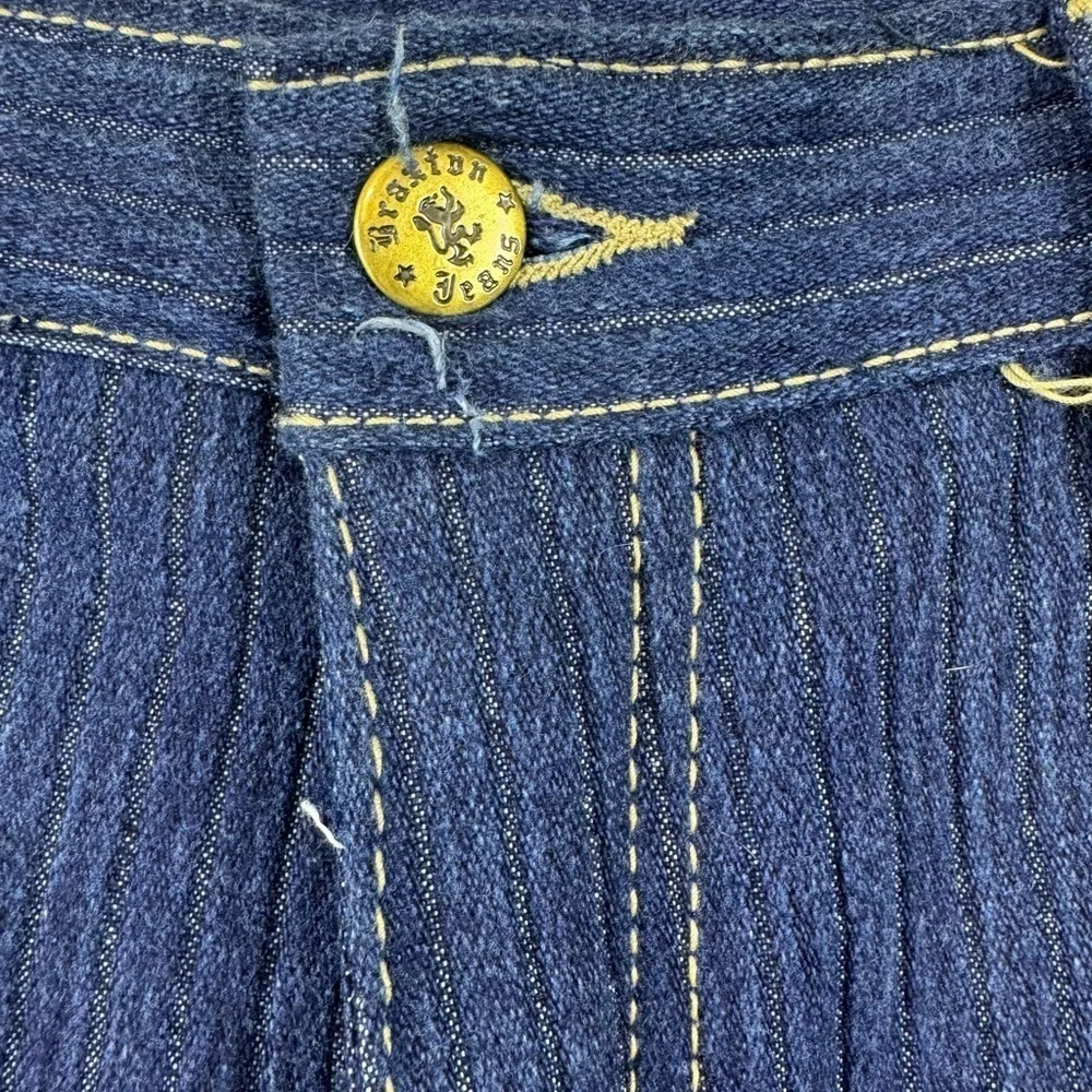 Vintage Braxton Stretch Velvet Stripe Gathered Jeans 16 Super High Rise